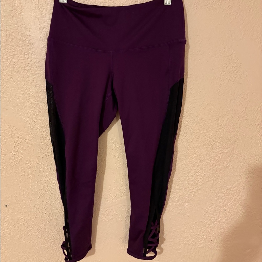 POPFLEX Plum Purple & Black Cropped Leggings